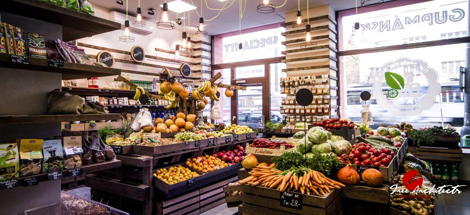 BIIO gurmánské speciality a farmářský krámek Praha 10 Vršovice design a realizace obchodu 50m2 - realizace 2015