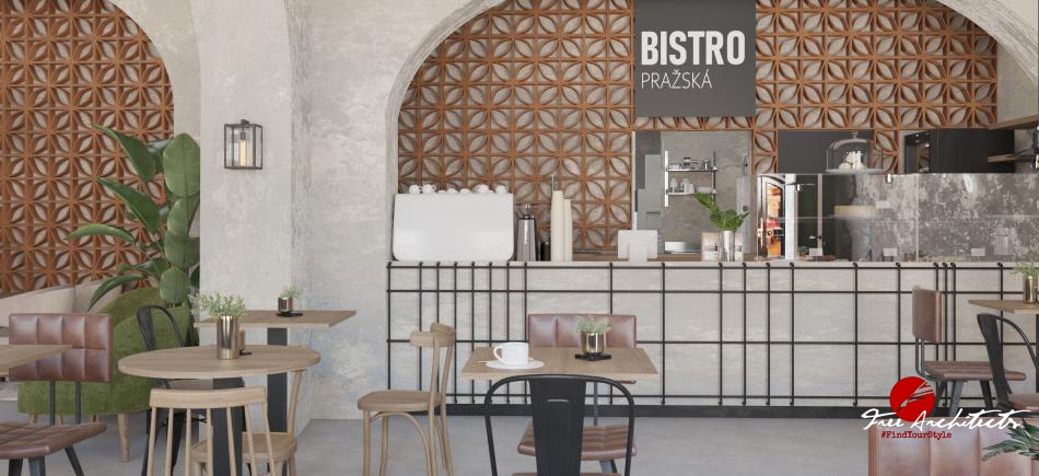 Bistro interior design in historical downtown of Tábor 2022